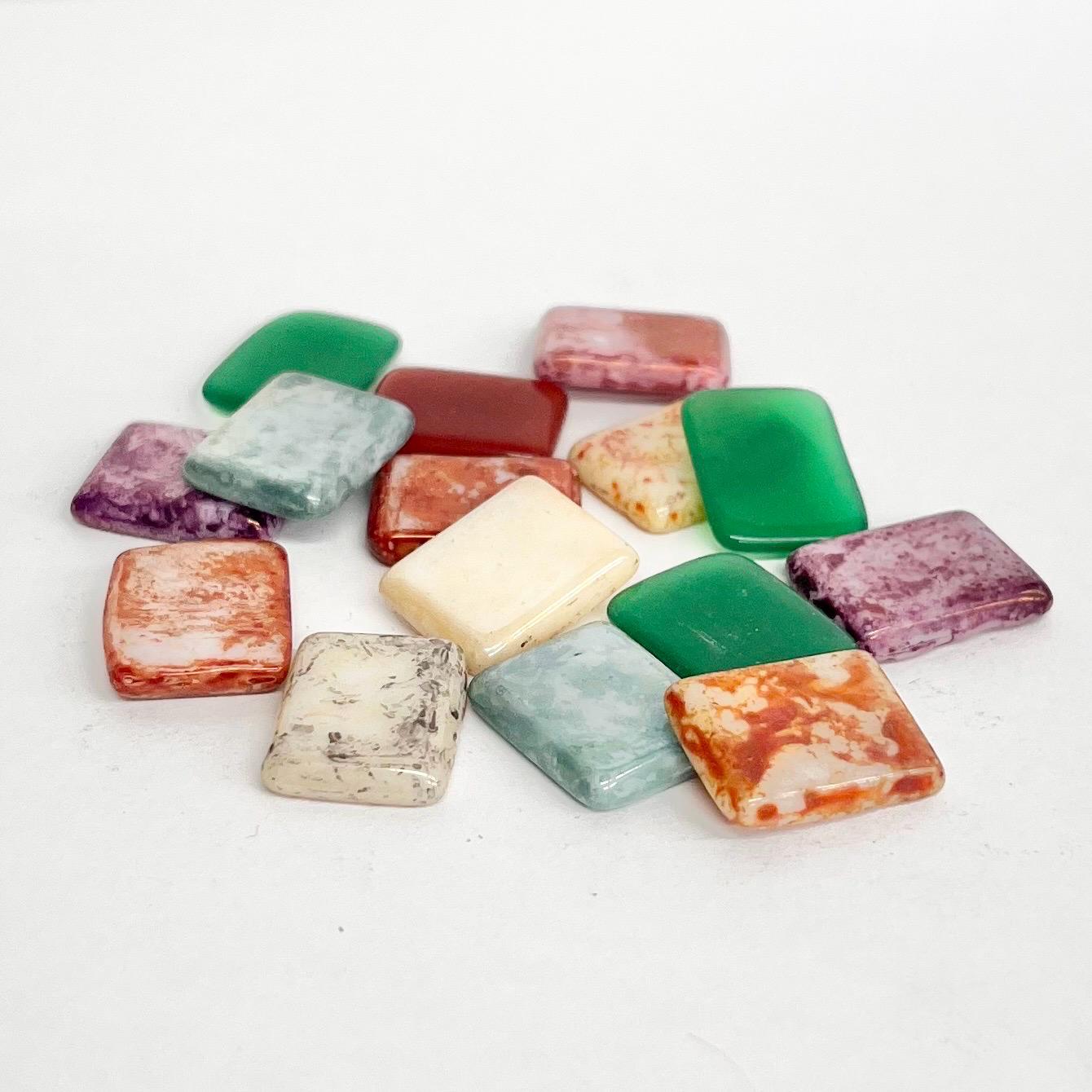 200g Mixed 16x12mm Vintage Glass Cabochon Rectangle Stones - for Miracle Jewellery Crafts Mosaics MillyOliverVintage