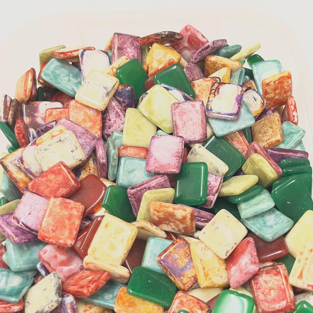 200g Mixed 16x12mm Vintage Glass Cabochon Rectangle Stones - for Miracle Jewellery Crafts Mosaics MillyOliverVintage