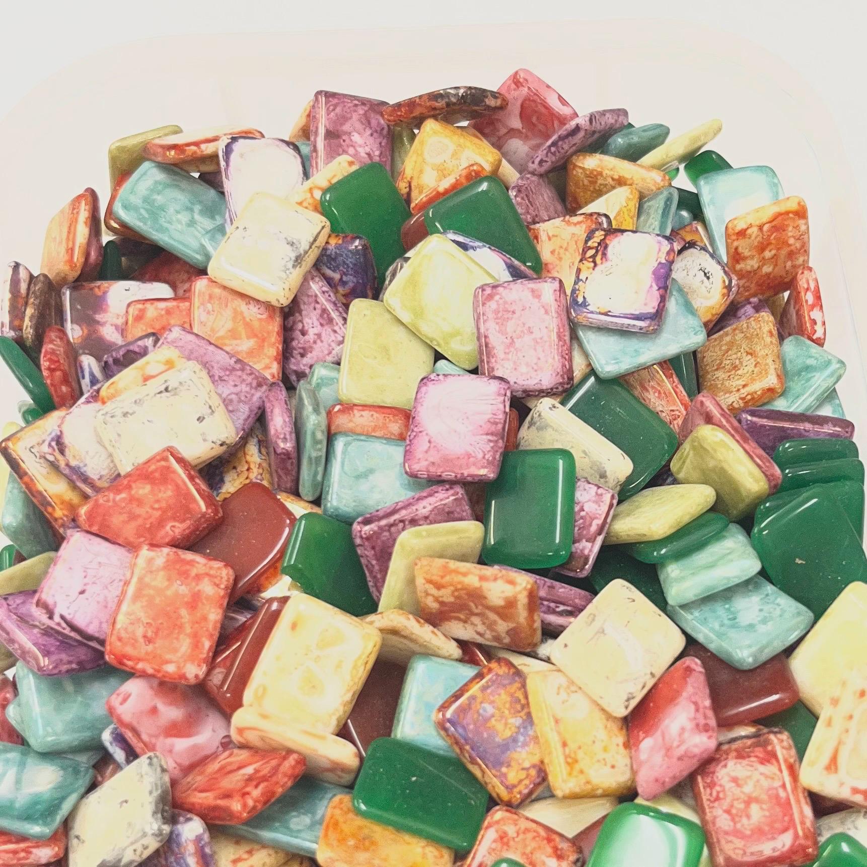 200g Mixed 16x12mm Vintage Glass Cabochon Rectangle Stones - for Miracle Jewellery Crafts Mosaics MillyOliverVintage