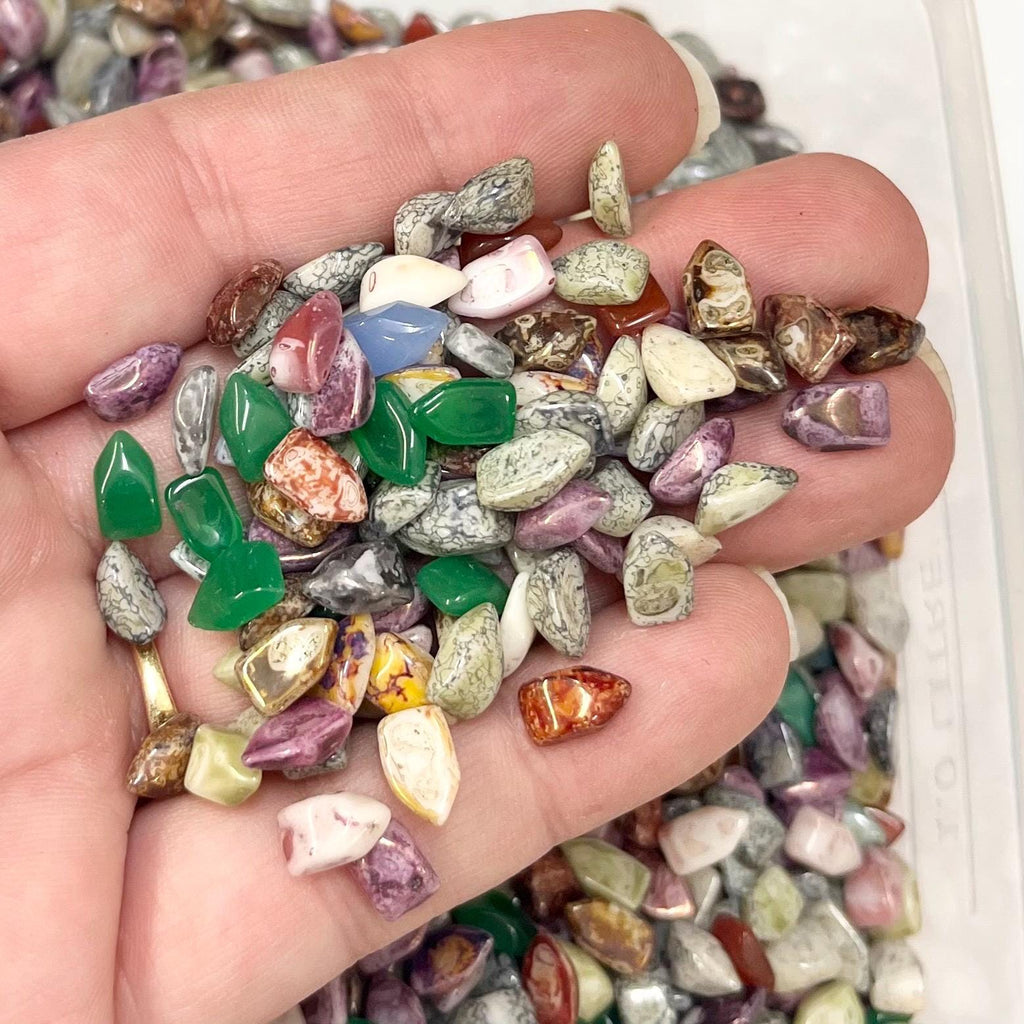 200g Mixed 9x5mm Vintage Glass Cabochon Shield Stones - for Miracle Jewellery Crafts Mosaics MillyOliverVintage