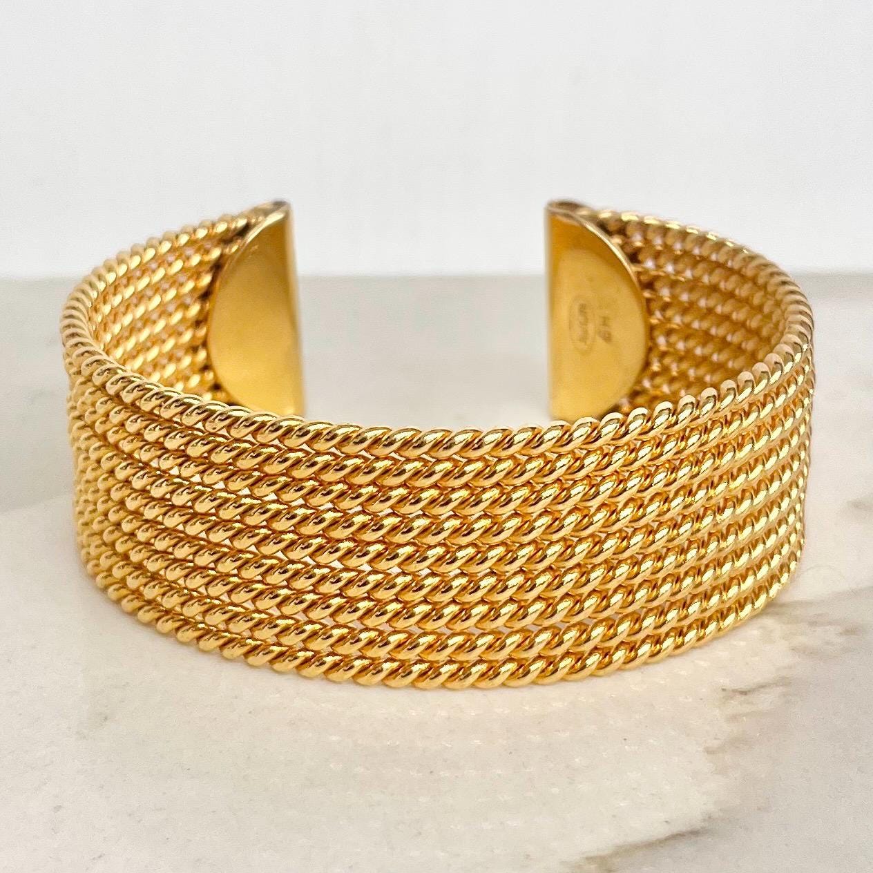 Vintage Avon Wide Gold Tone 1980’s Open Bangle Rope Twist Design MillyOliverVintage