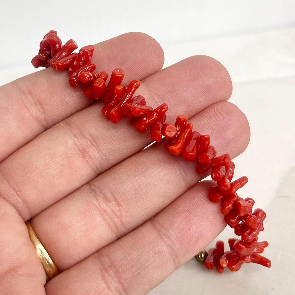 Vintage Coral Stick Bracelet with a Gold Plated Clasp 7.5” MillyOliverVintage