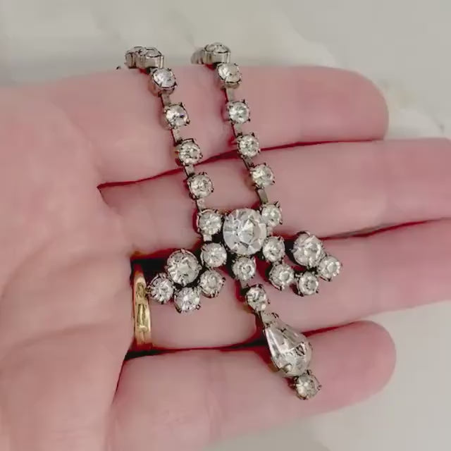 Vintage Clear Crystal Pear Drop Diamante Paste Necklace : Bridal Necklace or Prom