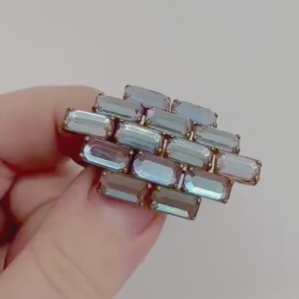 Vintage Saphiret Sappharine Brooch and Clip On Earrings Set : Art Deco Style 1950’s