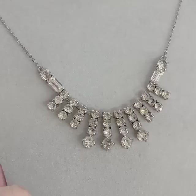 Vintage Clear Crystal Multi Drop Diamante Paste Necklace : Bridal Necklace or Prom